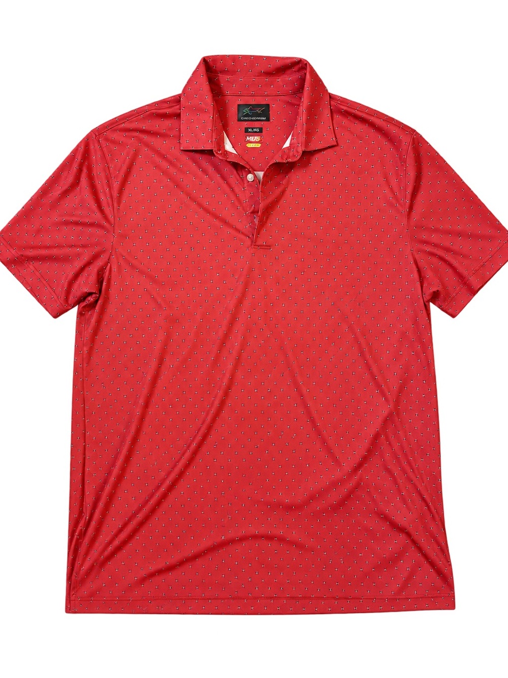 Greg Norman Collection Red Micro-Pattern Short Sleeve Polo
